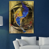 تابلو بوم نقاشیخط هنری مدرن ایرانی حکایت دیدن خسرو، شیرین را در چشمه سار گالری چارگوش مدل 2213