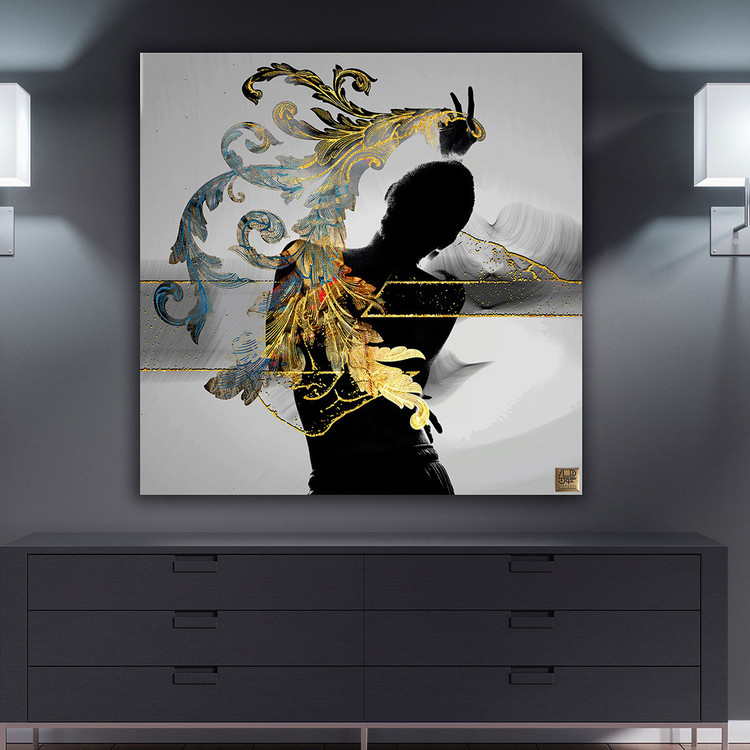 تابلو بوم نقاشیخط هنری مدرن ایرانی گالری چارگوش مدل 2218