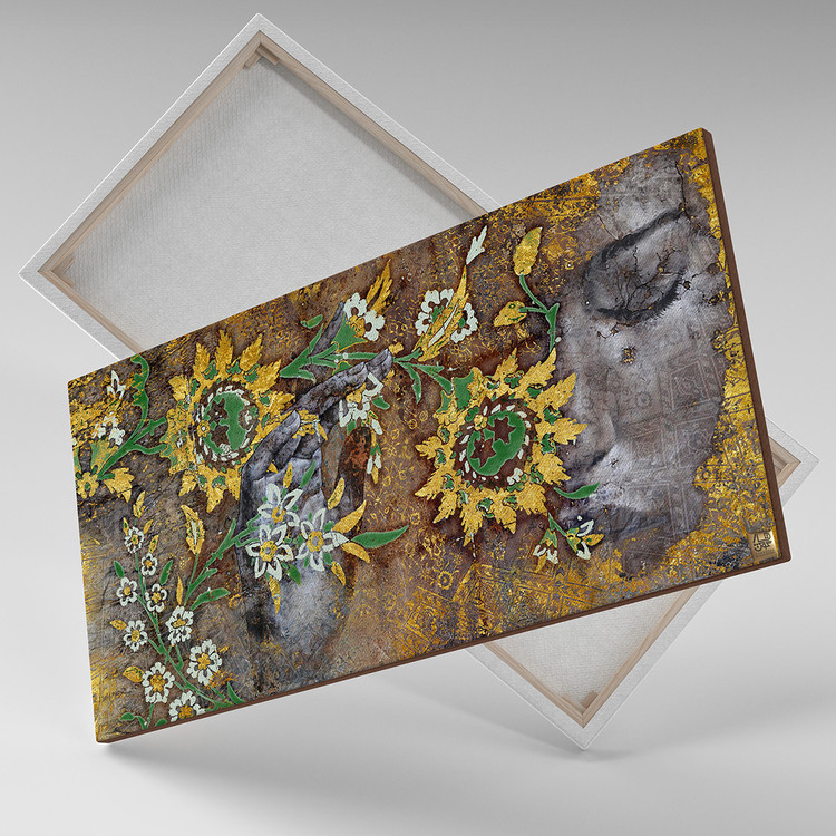 Painting of the dream of the flower Royan, embraced by the soil and the sun of Hafez's love, by Chargoosh Gallery, model 2221