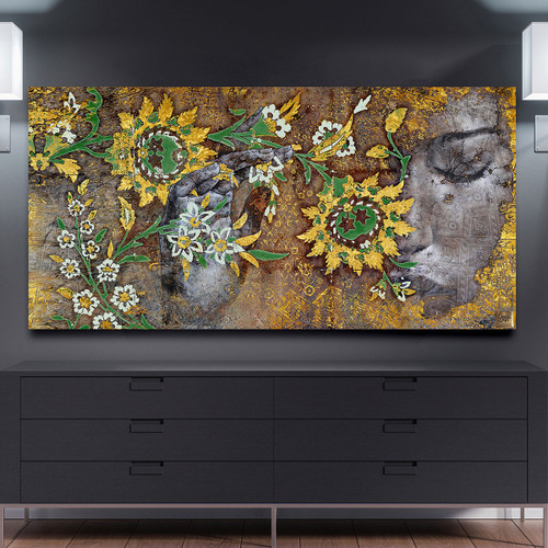 تابلو رویای گل رویان، در آغوش خاک و خورشید عشق حافظ اثر گالری چارگوش مدل 2221