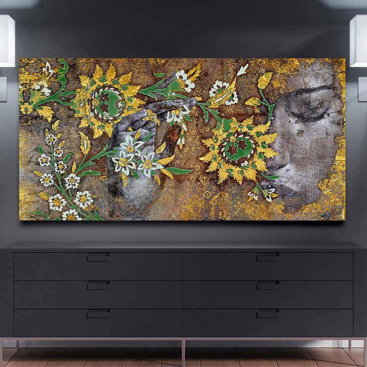 تابلو رویای گل رویان، در آغوش خاک و خورشید عشق حافظ اثر گالری چارگوش مدل 2221