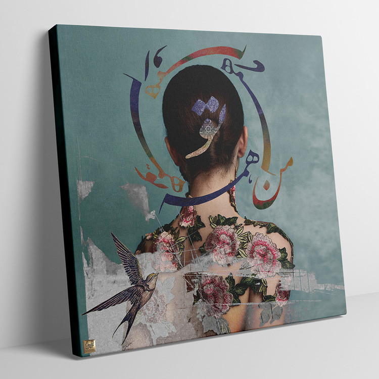 تابلو استحاله گلهای سرخ مینیاتوری روایت پیام آور جان معشوق بر تن عاشق گالری چارگوش مدل 2224 سه بعدی