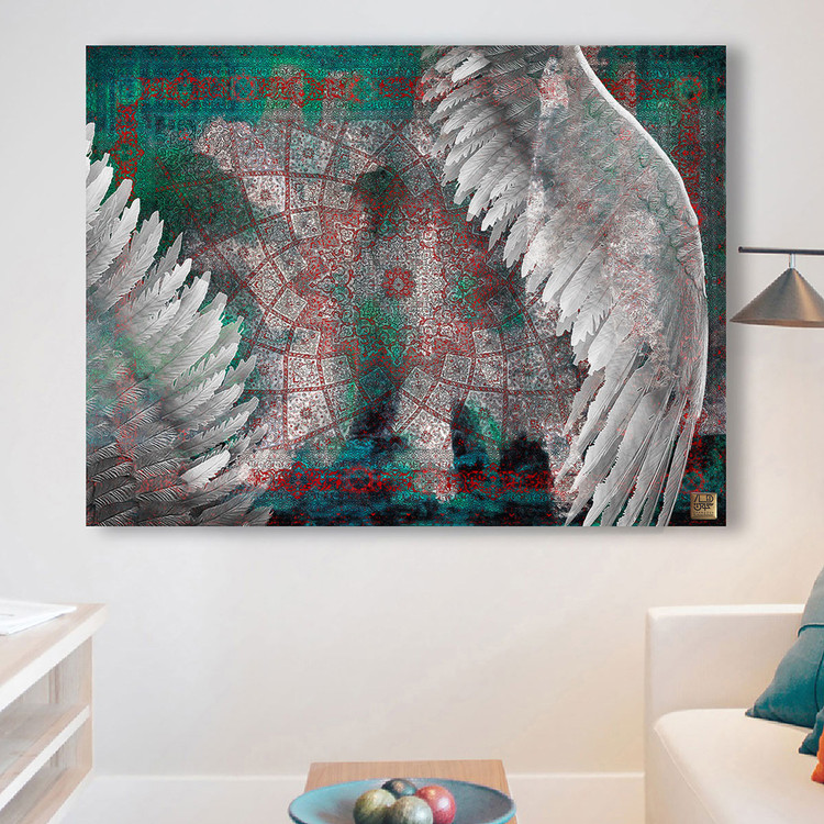 تابلوی تارو و پود فرش تن تا پرواز مرغ جان اثر گالری چارگوش مدل 2226