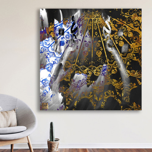 تابلو ورق طلا نقاشیخط با شعر مولانا چه دانمهای بسیار است لیکن من نمیدانم گالری چارگوش مدل 2229