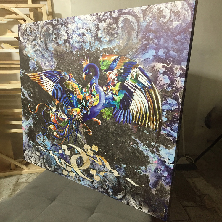 تابلو بوم نقاشیخط هنری مدرن ایرانی گالری چارگوش مدل 2300