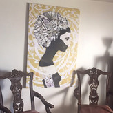 تابلوی نقاشی چهره ای در میان شعر حافظ خیال روی تو در هر طریق همره ماست گالری چارگوش