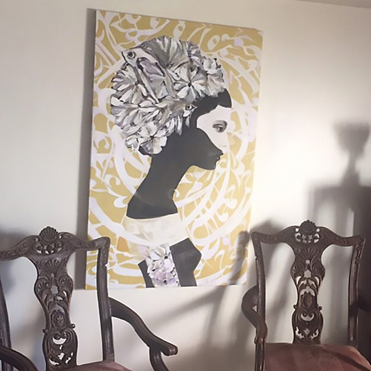 تابلوی نقاشی چهره ای در میان شعر حافظ خیال روی تو در هر طریق همره ماست گالری چارگوش