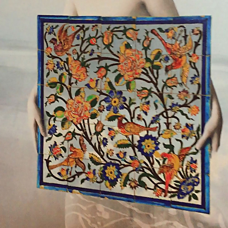 Painting of the Lady of the Beach, echo of Rumi's love and liberation, in a memory frame from Chargoosh Gallery, model 2522