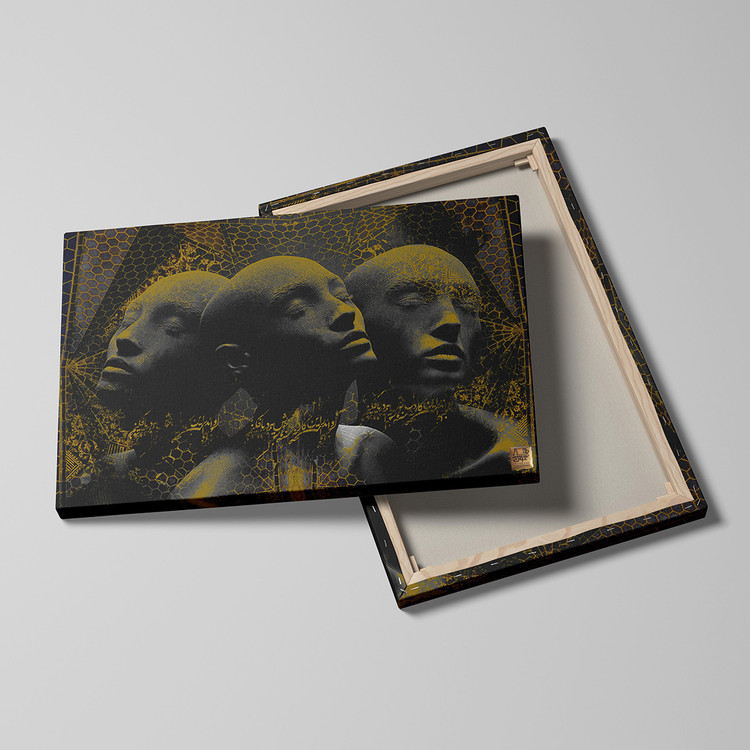 تابلو مدرن آدم و حوا در نیایش در هیچستان با شعر حافظ از گالری چارگوش مدل 2720