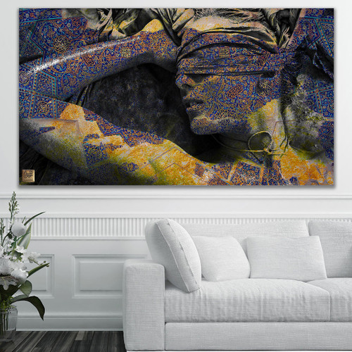 تابلو بوم نقاشیخط هنری مدرن ایرانی گالری چارگوش مدل 2837