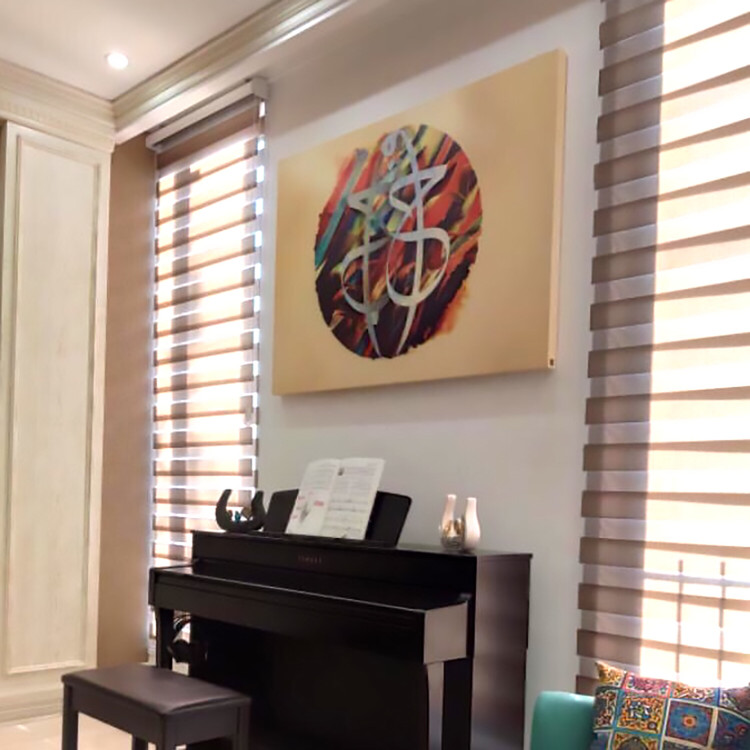 تابلو بوم نقاشیخط هنری مدرن ایرانی گالری چارگوش مدل 2840