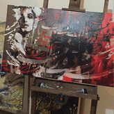 تابلو بوم نقاشیخط هنری مدرن ایرانی گالری چارگوش مدل 2841