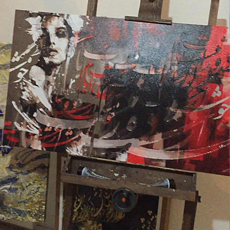 تابلو بوم نقاشیخط هنری مدرن ایرانی گالری چارگوش مدل 2841