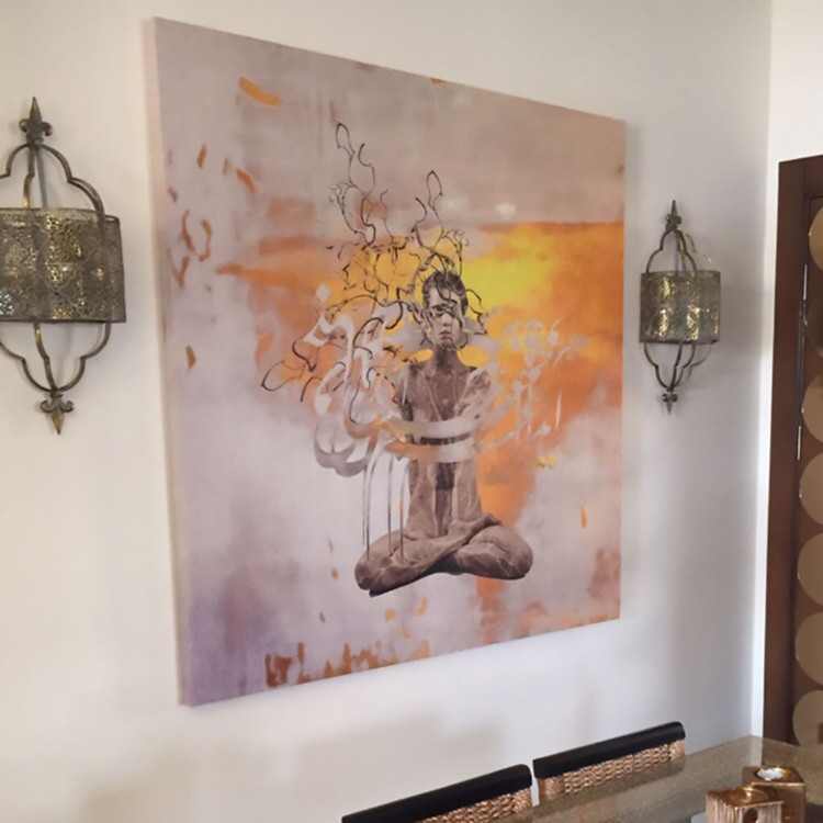 تابلو بوم نقاشیخط هنری مدرن ایرانی گالری چارگوش مدل 2851