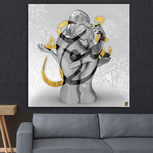 تابلو بوم نقاشیخط هنری مدرن ایرانی گالری چارگوش مدل 2864