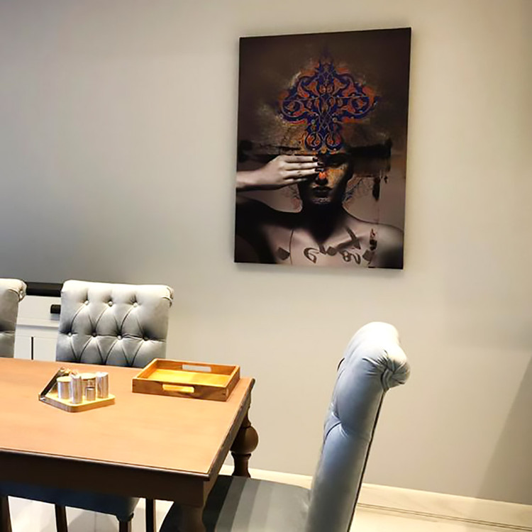 تابلو بوم نقاشیخط هنری مدرن ایرانی گالری چارگوش مدل 2875