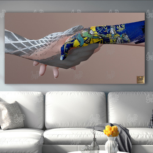 تابلو معاصر ایرانی چوگان دستانت، قصه گوی در دست عاشق مولانا اثر گالری چارگوش