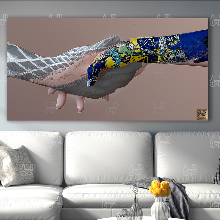 تابلو معاصر ایرانی چوگان دستانت، قصه گوی در دست عاشق مولانا اثر گالری چارگوش