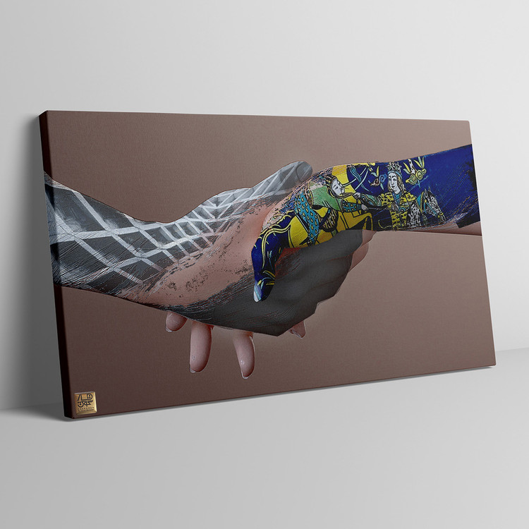 تابلو معاصر ایرانی چوگان دستانت، قصه گوی در دست عاشق مولانا اثر گالری چارگوش مدل 2919