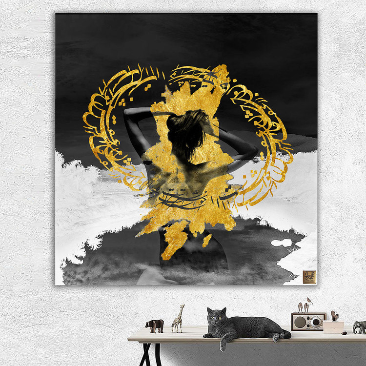 تابلو بوم نقاشیخط هنری مدرن ایرانی گالری چارگوش مدل 2970