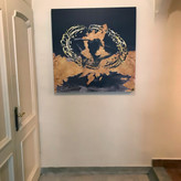 تابلو بوم نقاشیخط هنری مدرن ایرانی گالری چارگوش مدل 2970