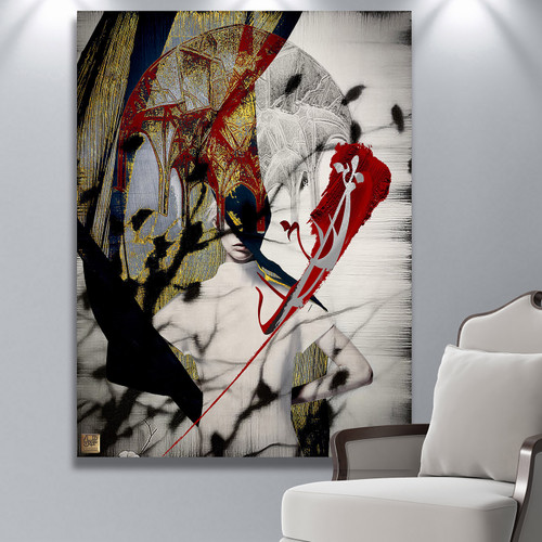 تابلو بوم نقاشیخط هنری مدرن ایرانی گالری چارگوش مدل 2978