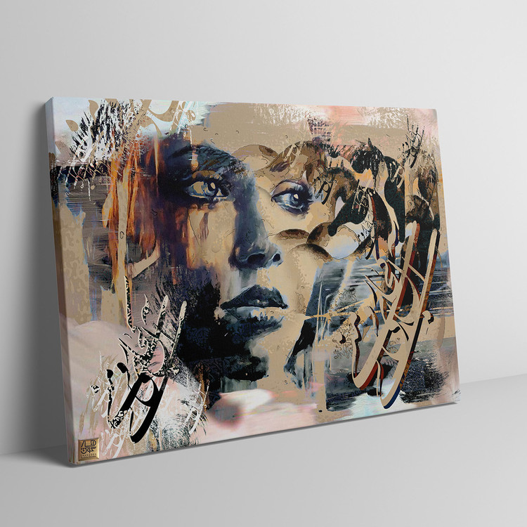 A painting of the line "Without You, I Will Not Survive" by Rumi, a face of imagination and memory, by Chargoosh Gallery, model 2986