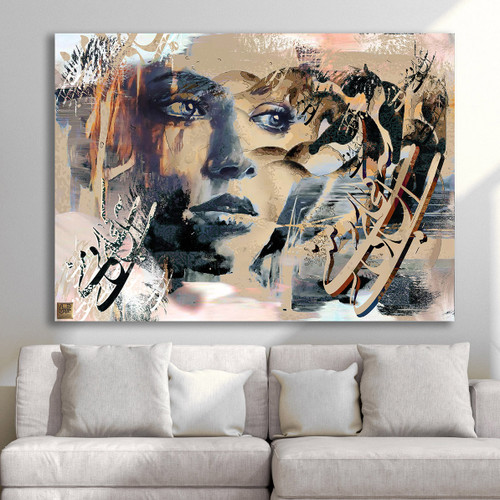 تابلو نقاشی خط بیتو به سر نمیشود از مولانا چهره ای از خیال و خاطره اثر گالری چارگوش مدل 2986