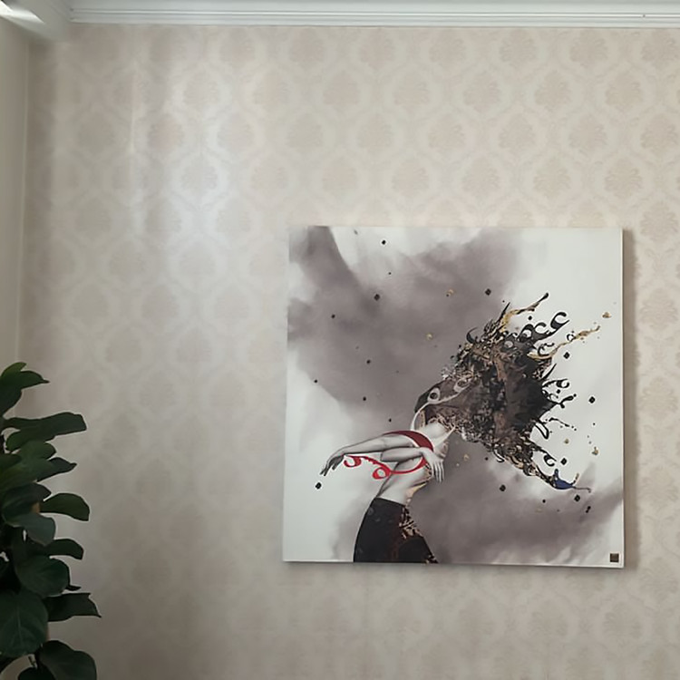 تابلوی «جنون تن» مولانا تا ورای وجود در عشق خلاصه جنون از من خواه گالری چارگوش مدل 2988 روی دیوار