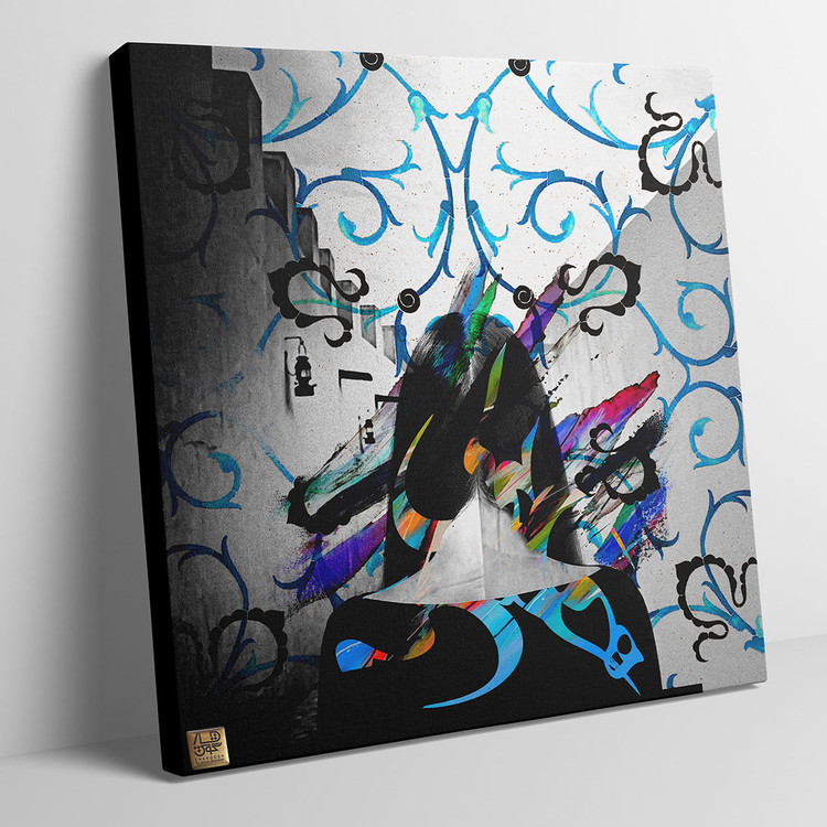 تابلو هجرت بانوی سیاه پوش به خاطرات؛ یاد باد آن همدلی آن همدمی | گالری چارگوش مدل 2989 سه بعدی