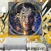 تابلو بوم نقاشیخط هنری مدرن ایرانی گالری چارگوش مدل 2997