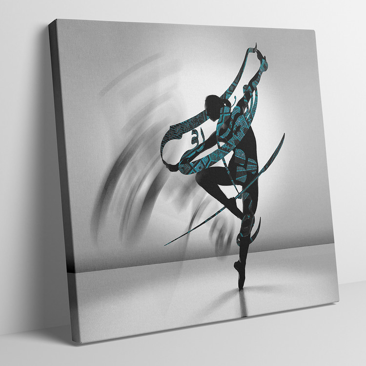 تابلو بانویی در حال رقص رها با شعر مولانا سماع ذره و کوه در بیکران درون از گالری چارگوش مدل 2999