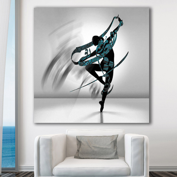 Painting of a dancing lady with Rumi's poem "Sama Zarqa and the mountain in the boundless interior" from Chargoosh Gallery, model 2999