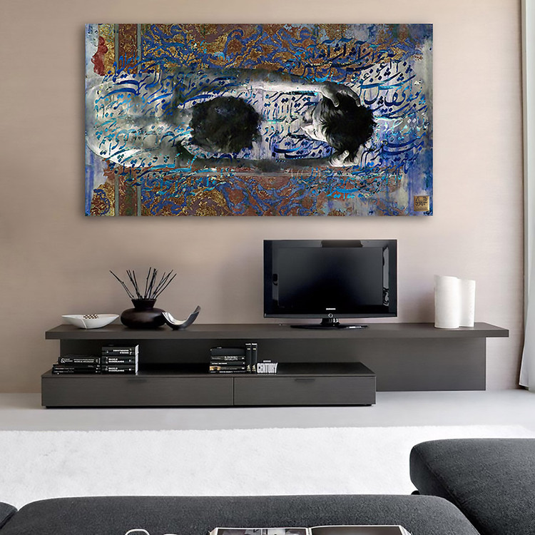 تابلو آغوش پناه یار، رهایی از خویشتن در دریای معنا اثر گالری چارگوش مدل