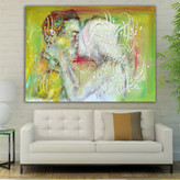 نقاشی خط مولانا به دو نقش و به دو صورت به یکی جان من و تو اثر گالری چارگوش مدل 5586