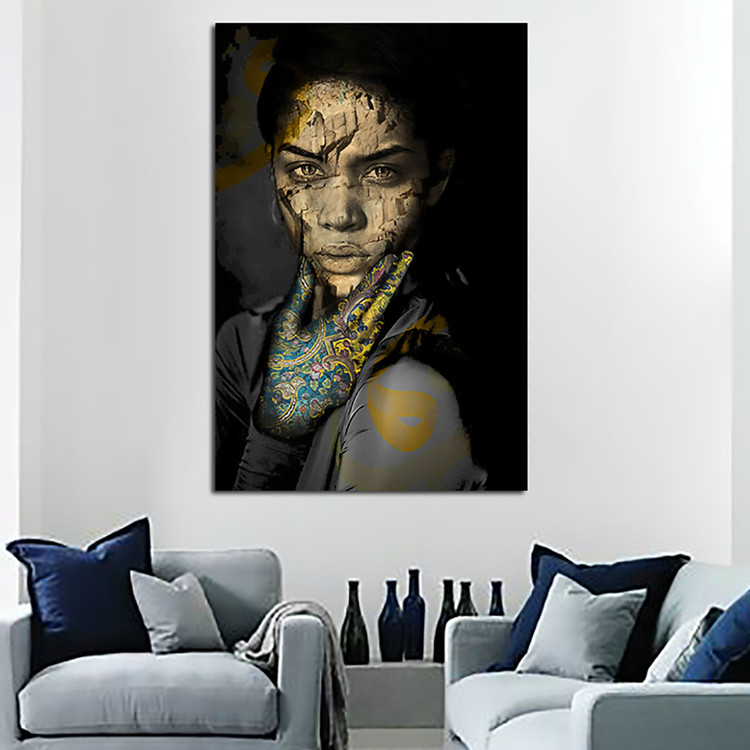 تابلو بوم نقاشیخط هنری مدرن ایرانی گالری چارگوش مدل 7215