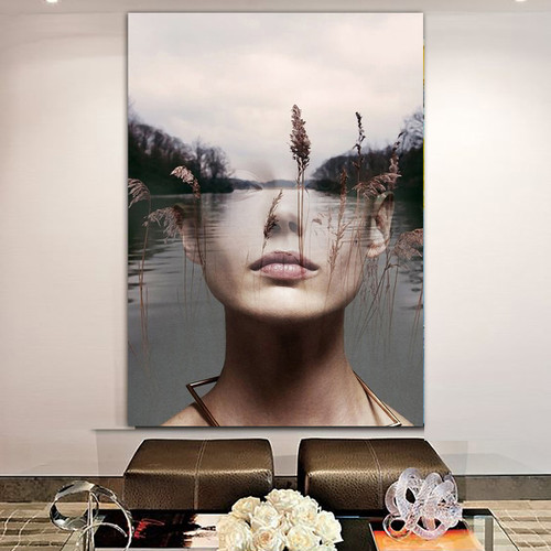 تابلو نقاشی بوم محو شده در میان مردابی در جنگل سکوت از خاطره اثر گالری چارگوش مدل 7346