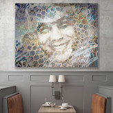 تابلو بوم نقاشیخط هنری مدرن ایرانی گالری چارگوش مدل چهره پهلوان تختی