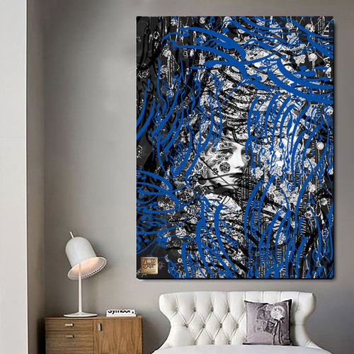 تابلو دخترکی در میان باران خوشنویسی سعدی من صید وحشی نیستم اثر گالری چارگوش