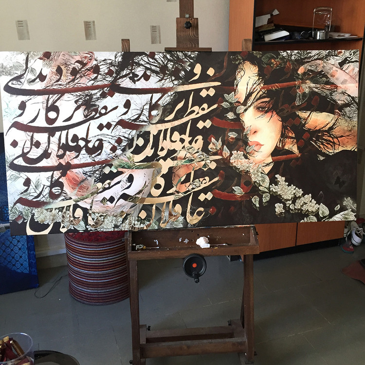 تابلوی نقاشیخط دختری درسرگردانی دایره ی عشق اثر گالری چارگوش