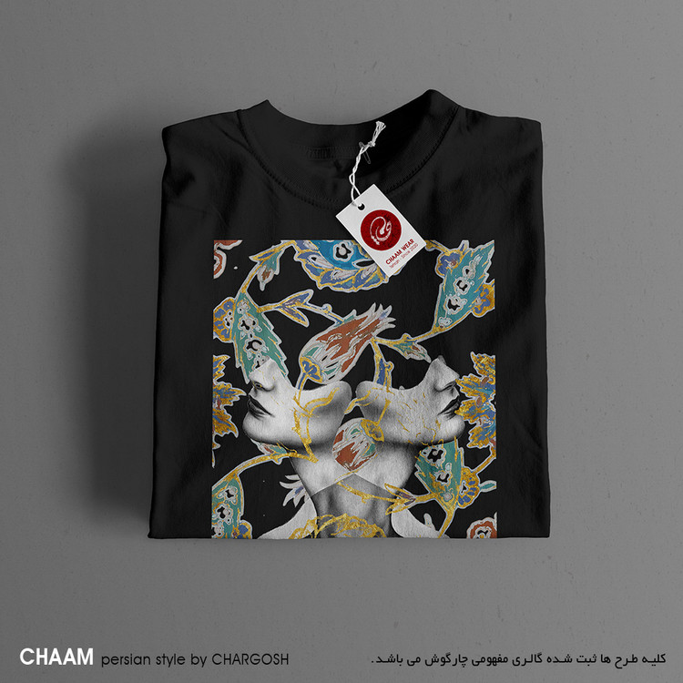 CHAAM persian design black tshirt by chargosh art by myself design 2317
