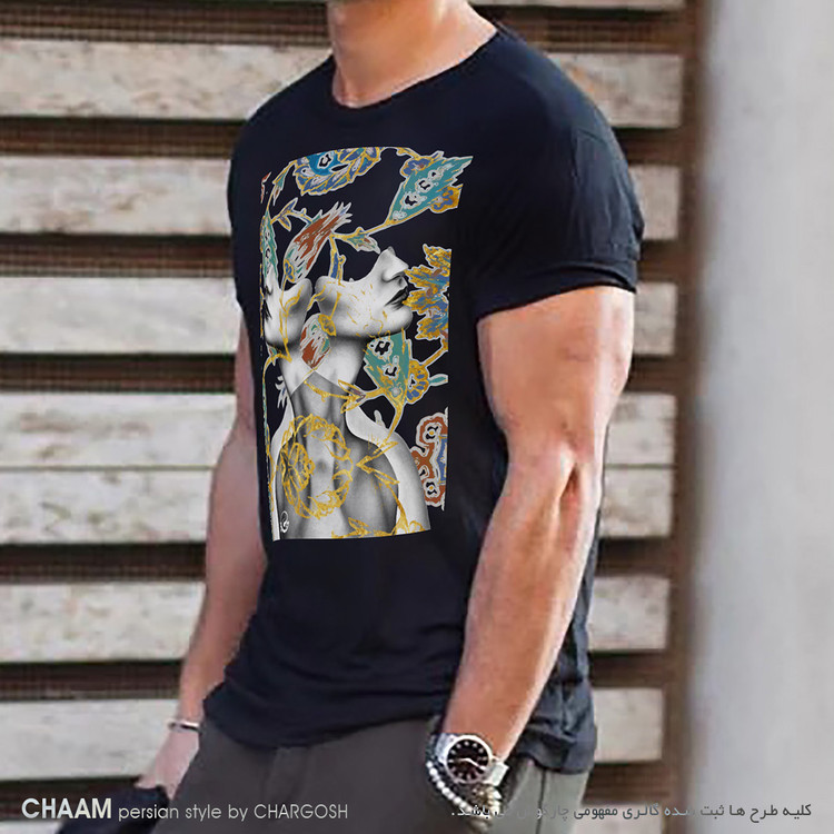 تیشرت مردانه طرح مولانا من در من برند چام از گالری چارگوش 2317