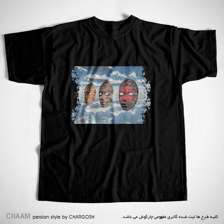 تیشرت مشکی یقه گرد هنری مولانا من نه چنانم که تویی برند چام 2747