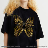 تیشرت طرحدار زنانه هنری یقه گرد پروانه حافظ گویند سنگ لعل شود برند چام 2786