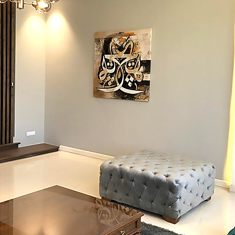 تابلو بوم نقاشیخط طرح هیچ هنری مدرن ایرانی گالری چارگوش مدل 2855