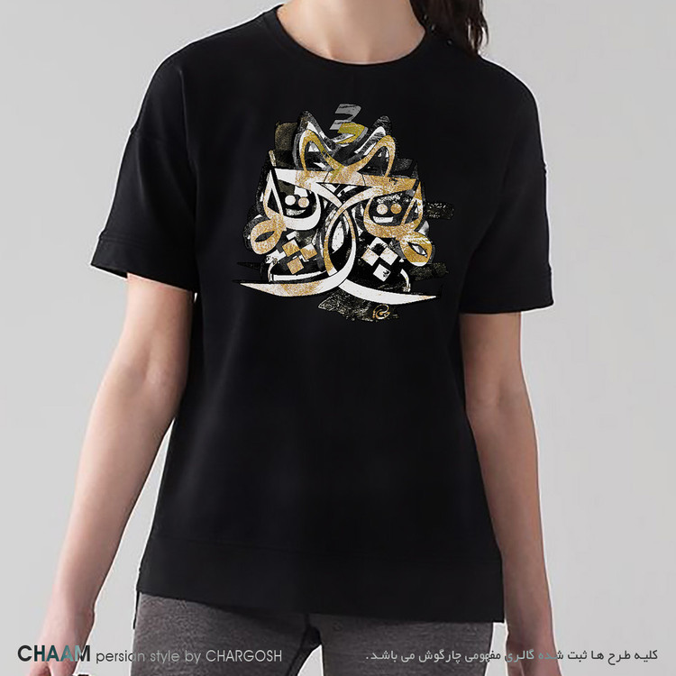 تیشرت زنانه نقاشیخط طرح هنری هیچ بر هیچ برند چام از گالری چارگوش 2855