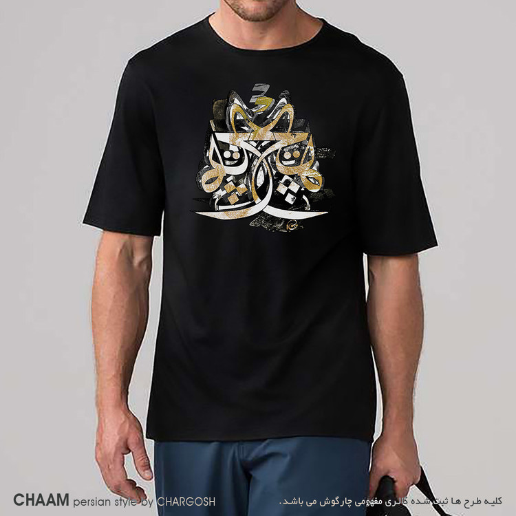 تیشرت مردانه کات نقاشیخط طرح هنری هیچ بر هیچ برند چام از گالری چارگوش 2855