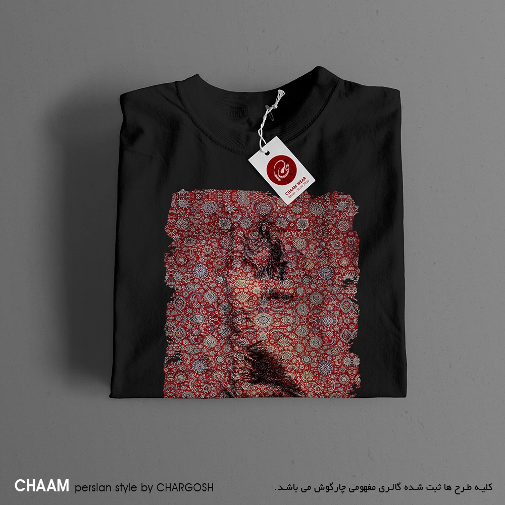 CHAAM persian design black tshirt by chargosh on the rug design 2859