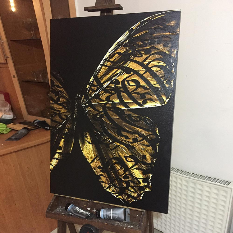 تابلو طرح پروانگی گالری چارگوش مدل 2786