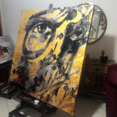 تابلو مدرن چشمان نگار من، آن باغ و بهار من با شعر مولانا